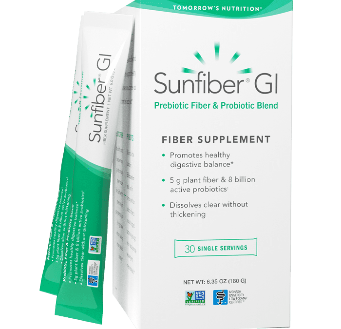 Tomorrow’s Nutrition Sunfiber® GI prebiotic fiber and probiotic blend.