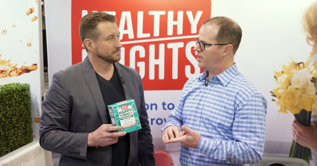 bryce wylde holding Happy Tummie healthy heights product interviewing steve turner of healthy heights
